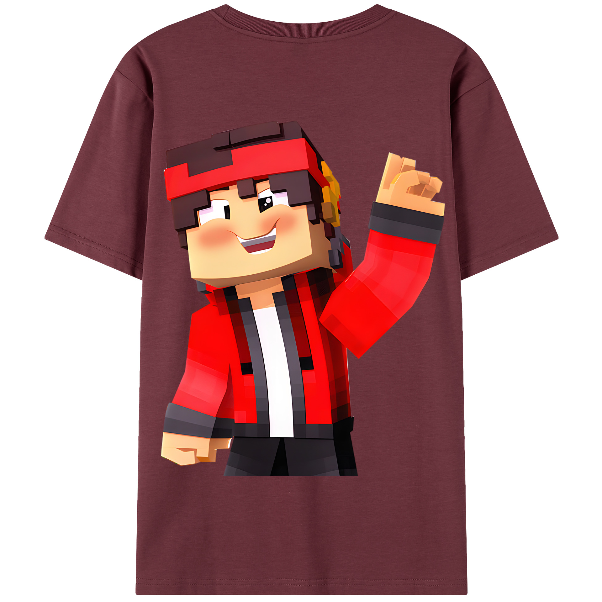 （画像用） マインクラフト ブロックの世界 Minecraft MC Block world 綿100％半袖Tシャツ（背面プリント）